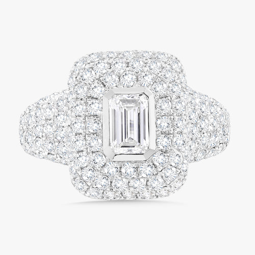 Knox Pave Diamond Emerald Cut Signet Ring 2.70 ctw