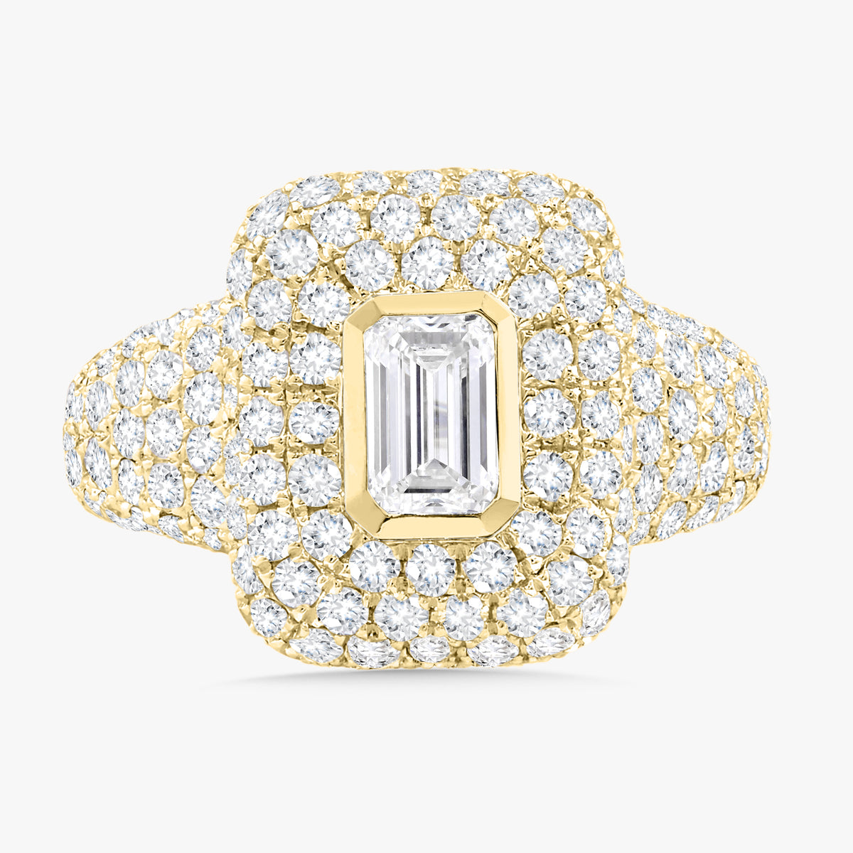 Knox Pave Diamond Emerald Cut Signet Ring 2.70 ctw