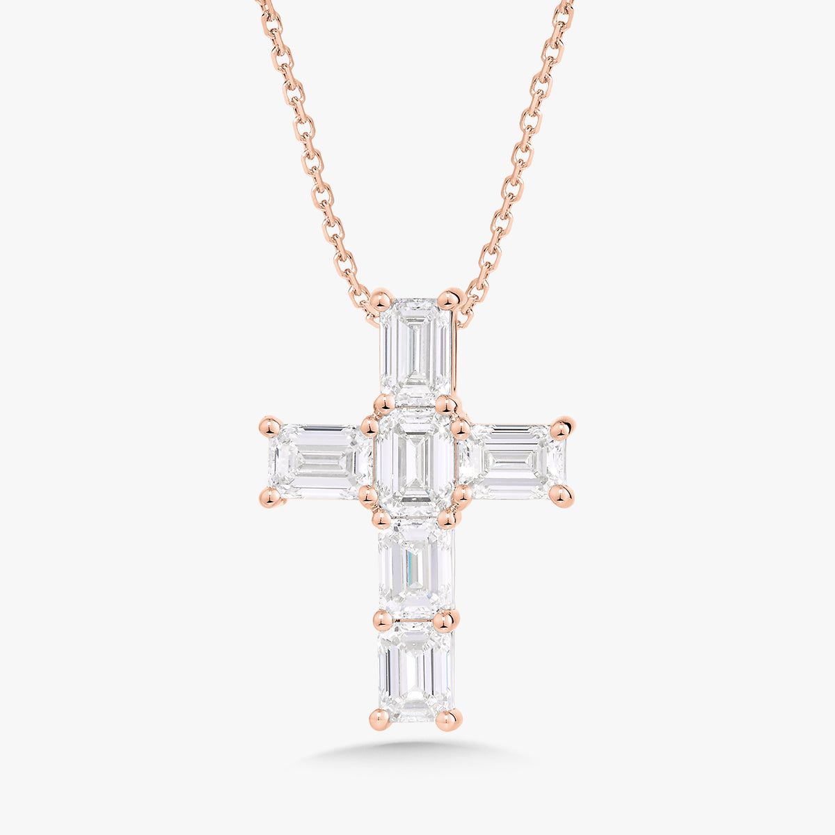 Kyle Emerald Cut Diamond Cross Necklace 3.20 ctw