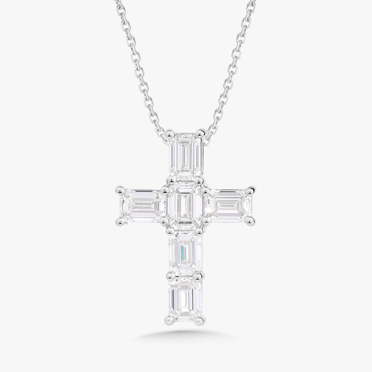 Kyle Emerald Cut Diamond Cross Necklace 3.20 ctw