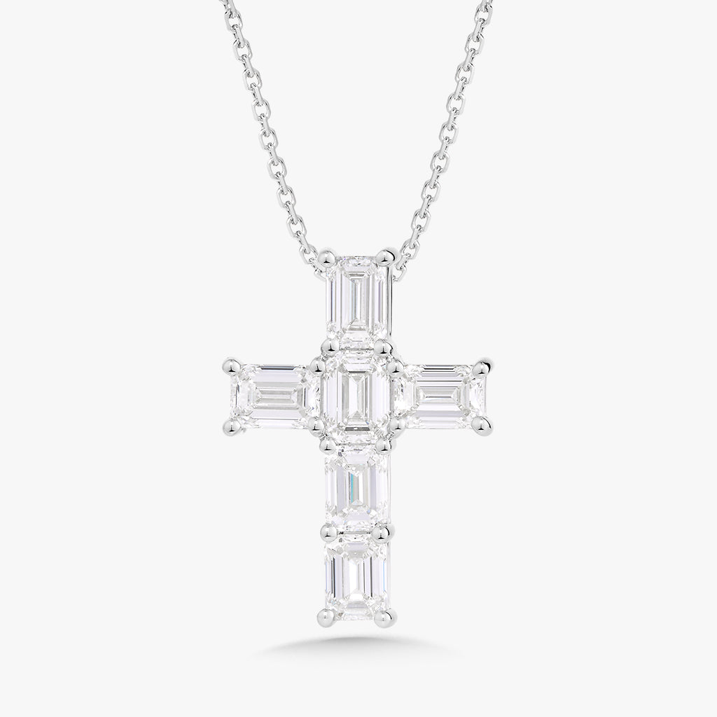 Kyle Emerald Cut Diamond Cross Necklace 3.20 ctw – RWFJ