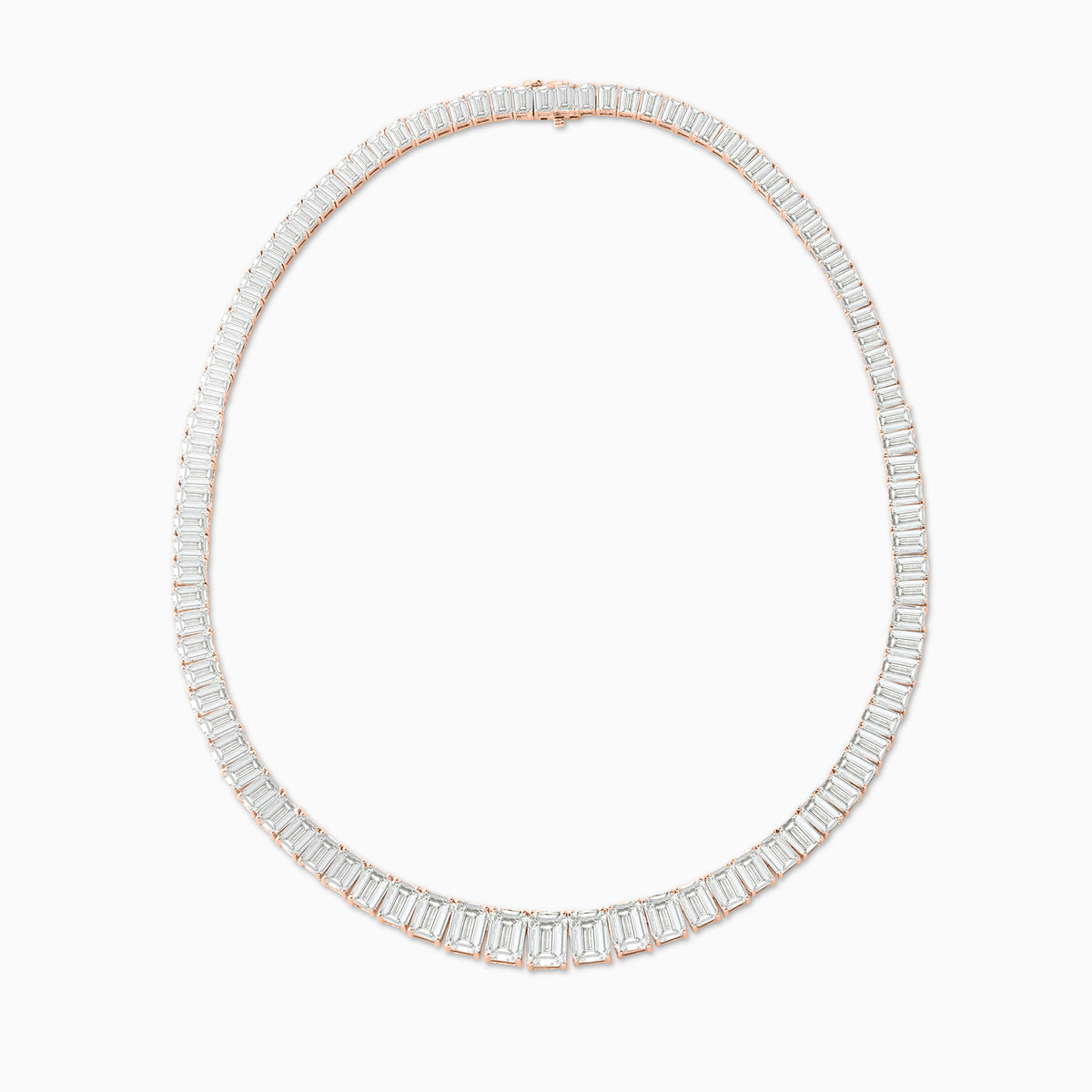 Kyle Graduated Emerald Cut Diamond Tennis Necklace 56.65 ctw
