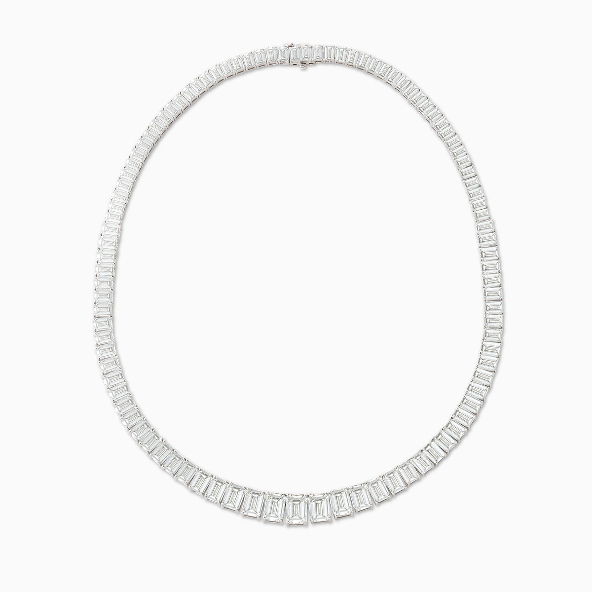 Kyle Graduated Emerald Cut Diamond Tennis Necklace 56.65 ctw