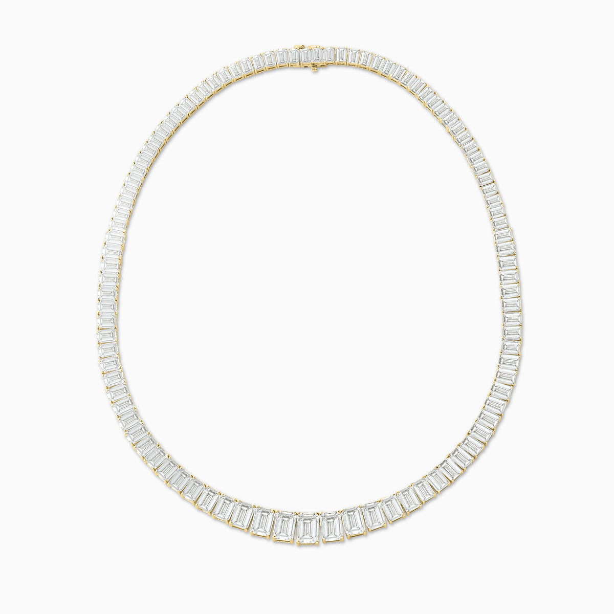 Kyle Graduated Emerald Cut Diamond Tennis Necklace 56.65 ctw
