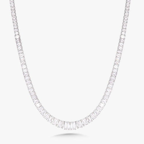 Kyle Graduated Emerald Cut Diamond Tennis Necklace 56.65 ctw
