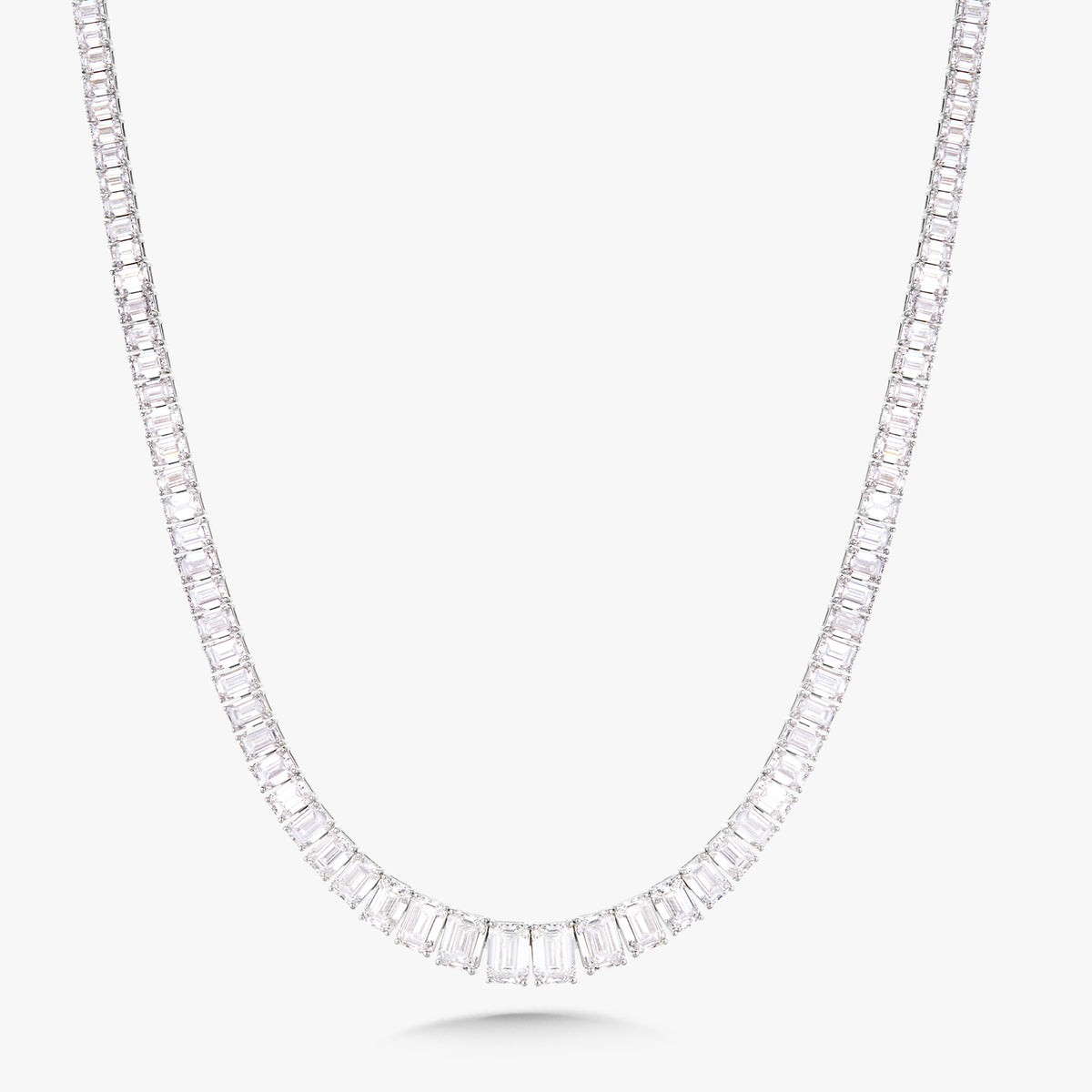 Kyle Graduated Emerald Cut Diamond Tennis Necklace 56.65 ctw