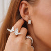 Lab Grown Emerald Cut Diamond Studs 6 ctw, Ophelia Baguette Butterfly Ring
