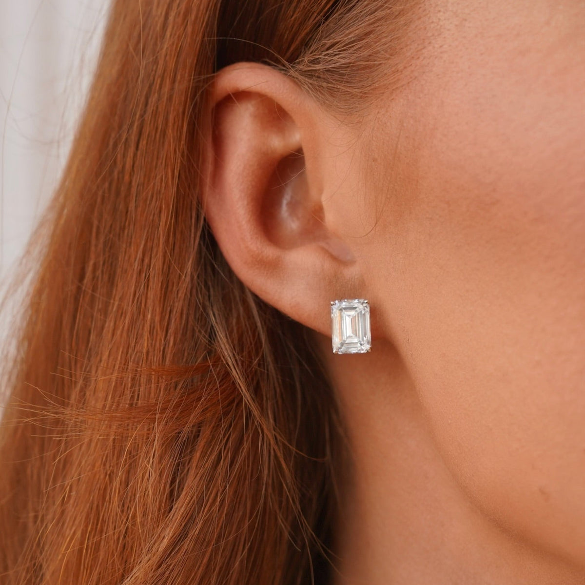 Lab Grown Emerald Cut Diamond Studs 6 ctw