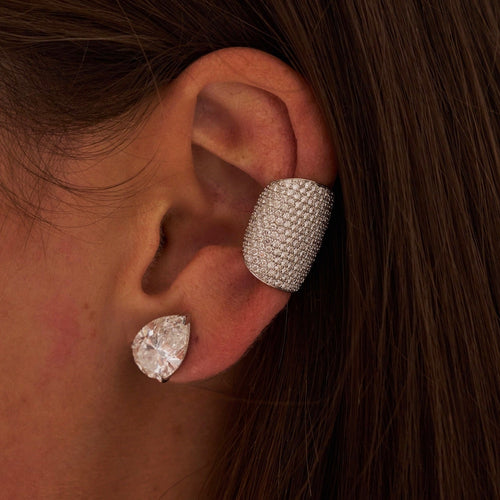 Lab Grown Pear Cut Diamond Studs and pave ear cuff