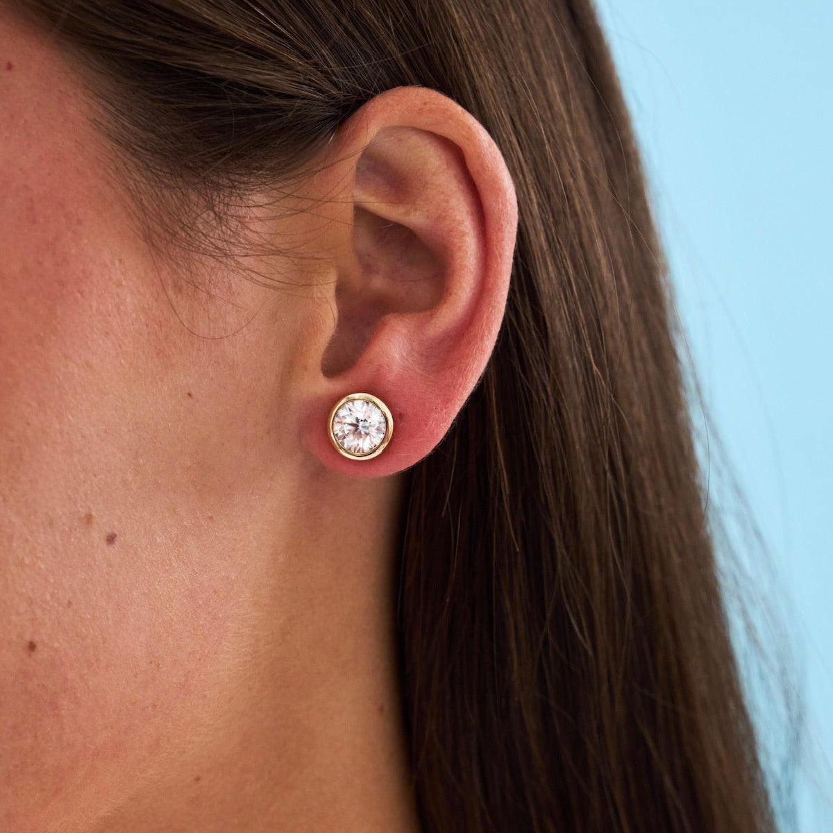 Lab Grown Round Brilliant Cut Bezel Set Diamond Studs
