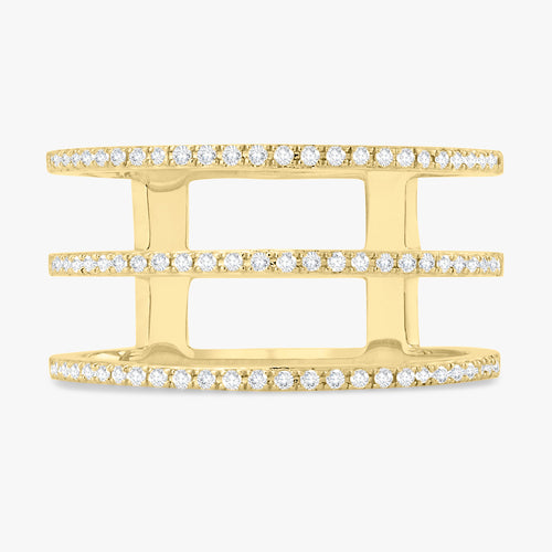 Lacy Dainty Diamond Three Row Ring