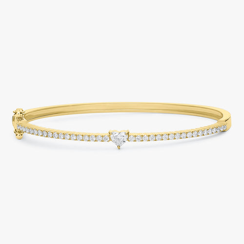 Lady Luck Diamond Heart Bangle Bracelet