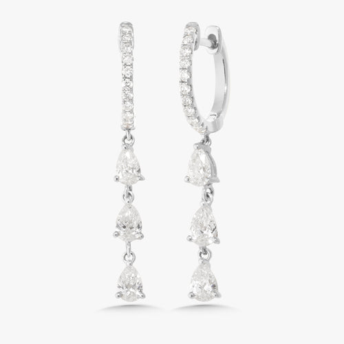 Landan Diamond Pear Dangle Huggie Earrings 1 ctw