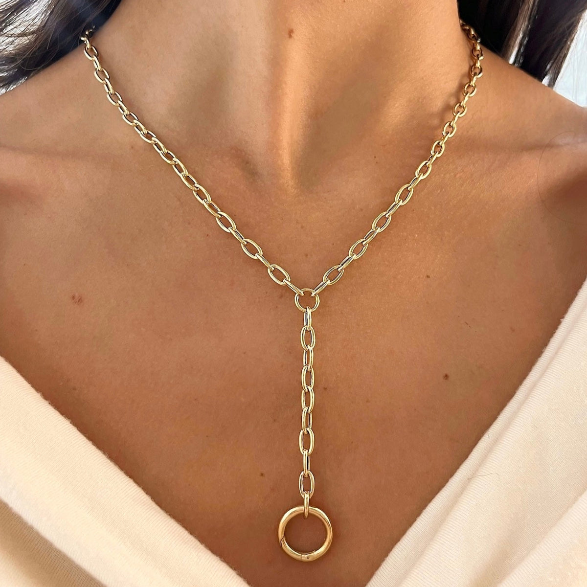 Lariat Oval Link Chain with Openable Clasp