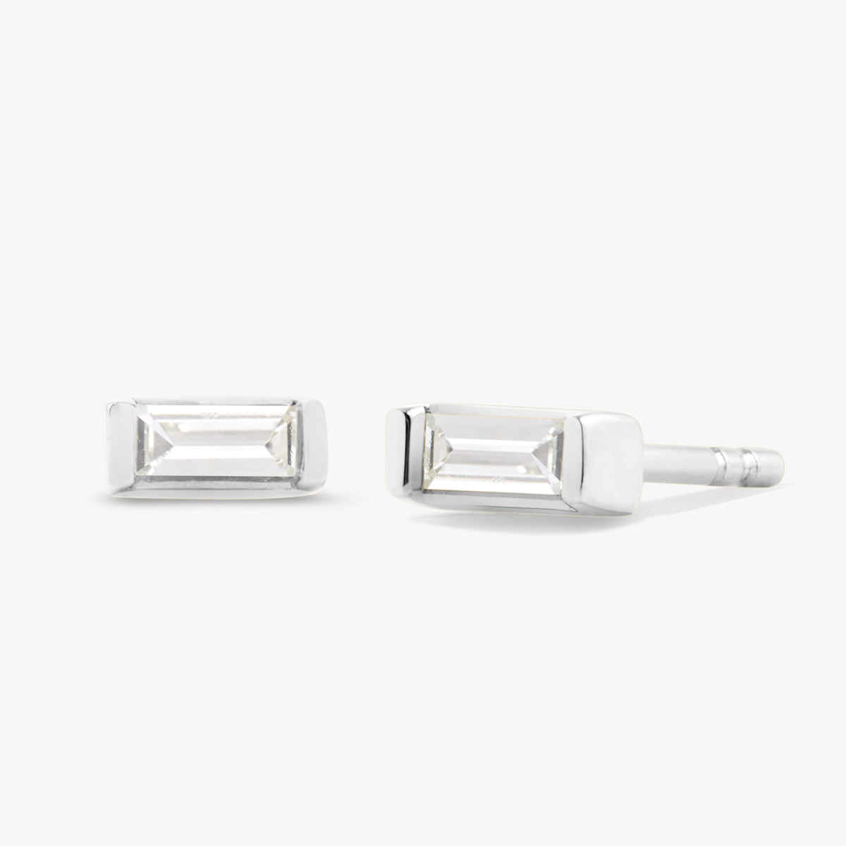 Lina Baguette Bar Diamond Stud Earrings