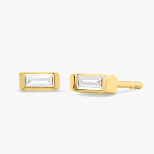 Lina Baguette Bar Diamond Stud Earrings