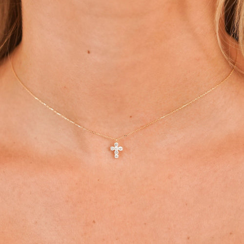 Little Grace Dainty Diamond Cross Necklace