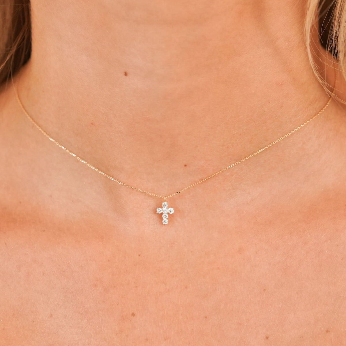Little Grace Dainty Diamond Cross Necklace