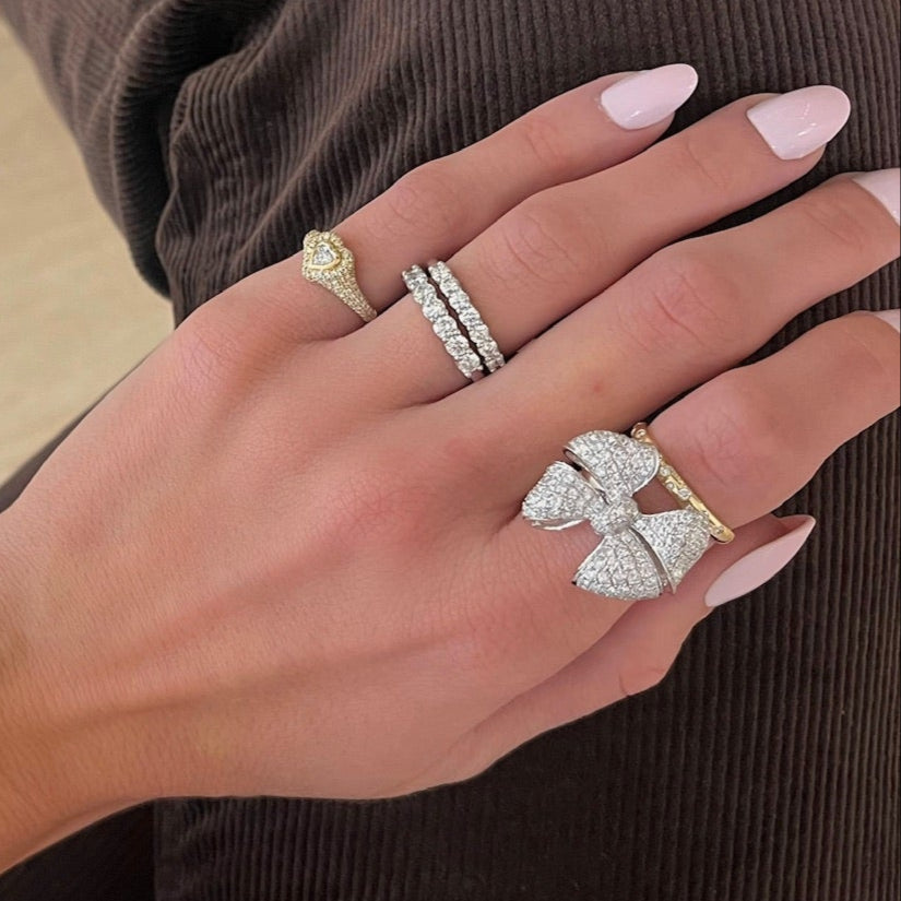 Little Martha May Pave Diamond Bow Cocktail Ring 2.13 ctw

