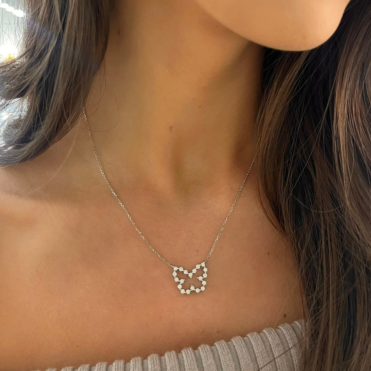 Little Posie Charlie Cloud® Floating Diamond Butterfly Necklace 0.70 ctw