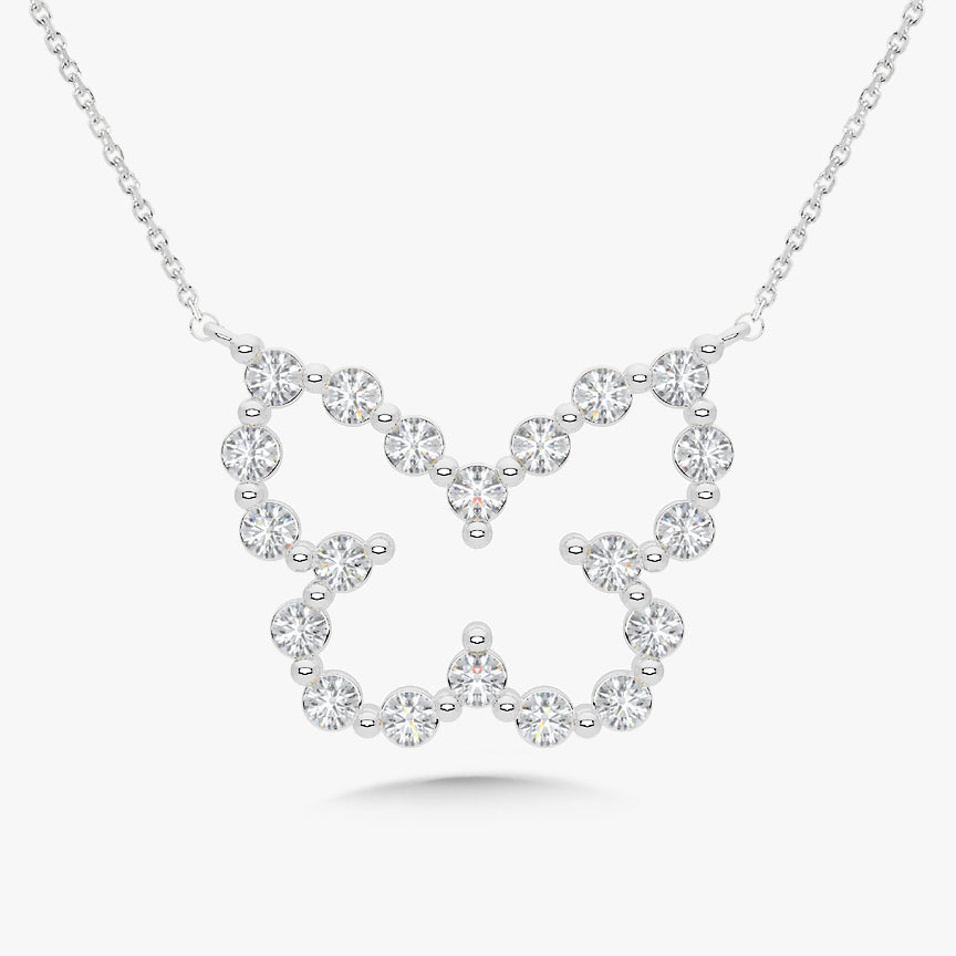 Diamond & Ruby Marquise Butterfly Necklace (0.25ct) - AZ21379