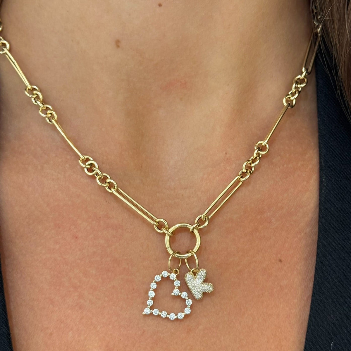 Little Posie Charlie Cloud® Floating Diamond Heart Charm , Puffy Bubble Initial Pave Diamond Charm
