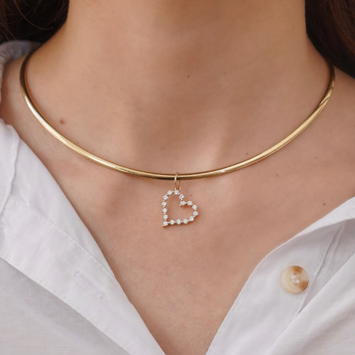 Little Posie Charlie Cloud® Floating Diamond Heart Charm, Seager gold necklace