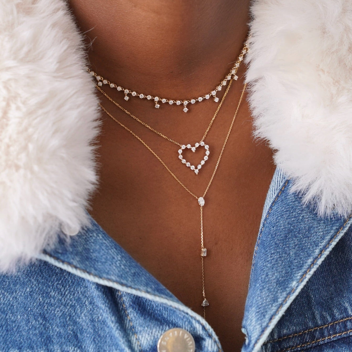 Tinx Dangle Diamond Adjustable Choker/Collar Necklace 2.66 ctw – RWFJ