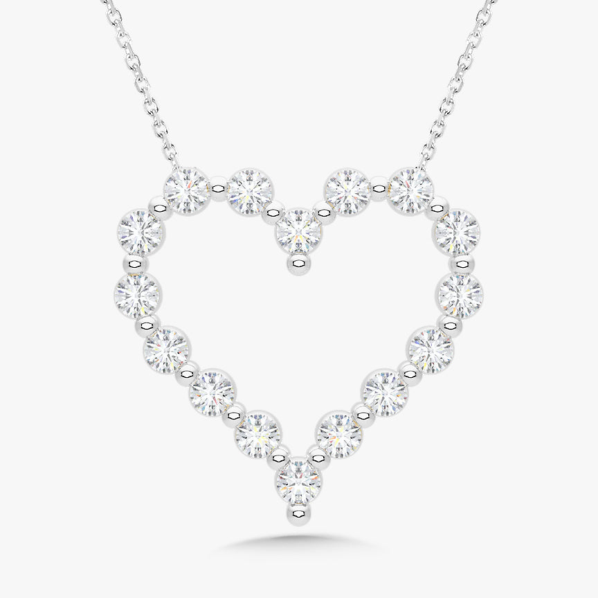 Rhythm of Love Diamond Heart Pendant, Sterling Silver and 10K White Gold -  .20ctw