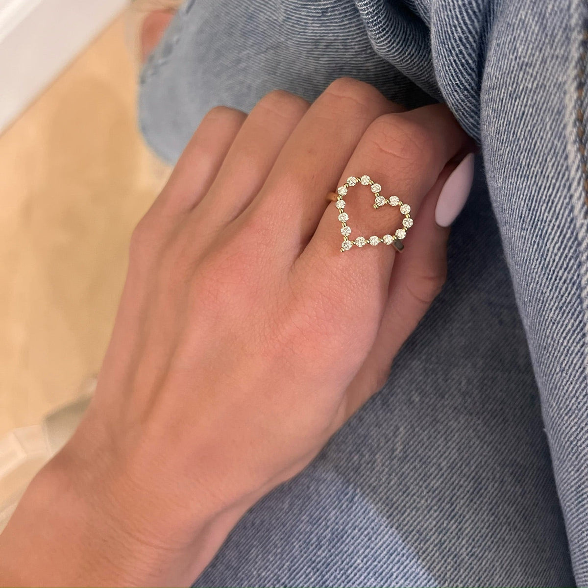 Little Posie Charlie Cloud® Floating Diamond Heart Ring 0.56 ctw