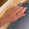 Little Posie Charlie Cloud® Floating Diamond Heart Ring 0.56 ctw, Diamond Initial Stacking Ring, Mama Heart Pave Diamond Signet Ring 1.00 ctw