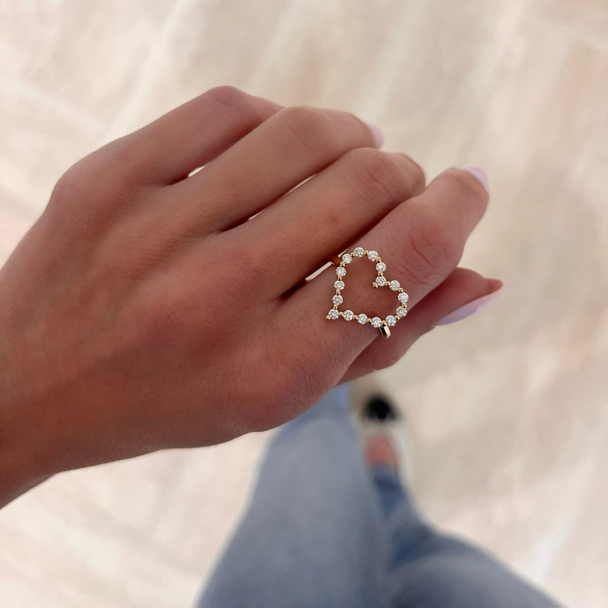 Little Posie Charlie Cloud® Floating Diamond Heart Ring 0.56 ctw