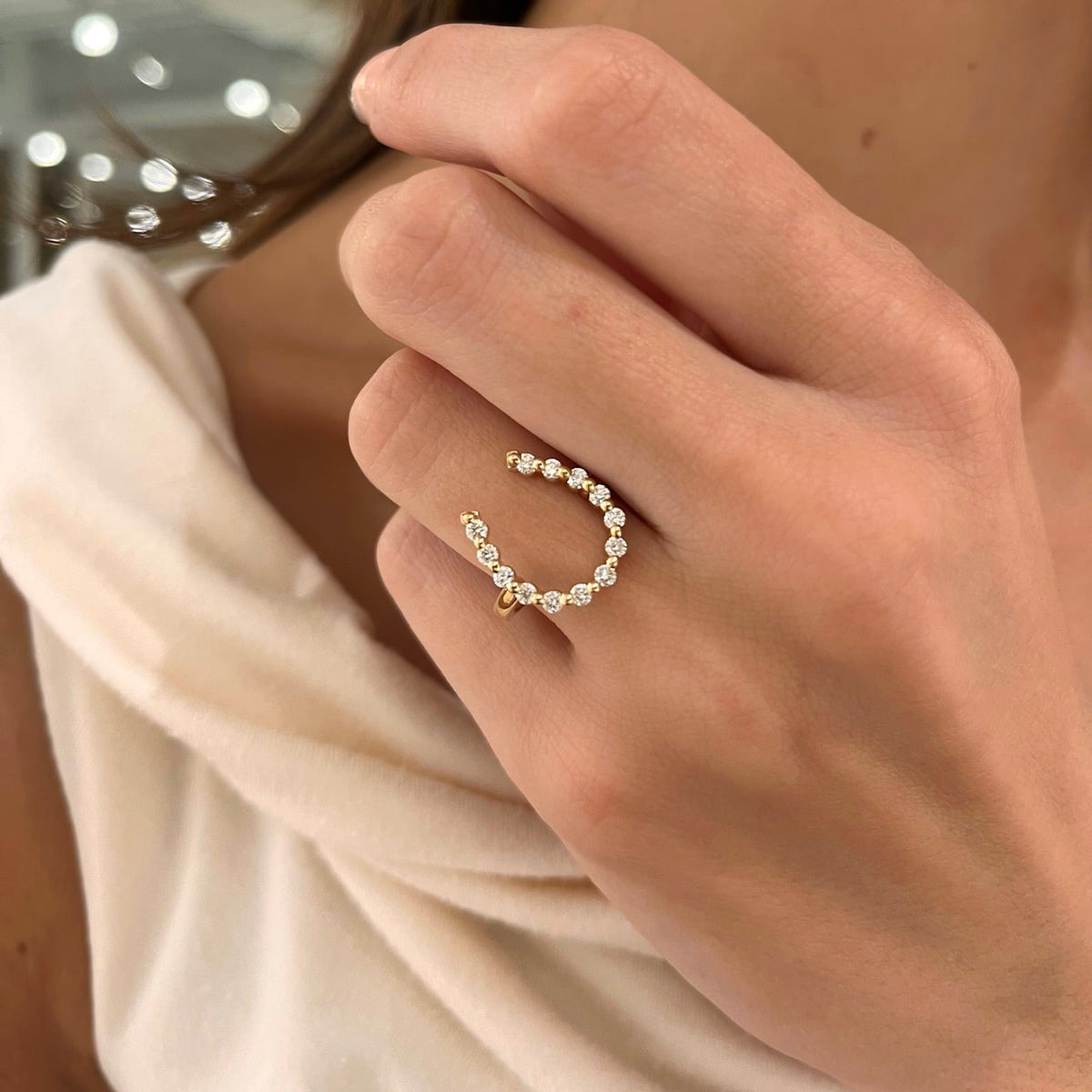 Little Posie Charlie Cloud® Floating Diamond Horseshoe Ring