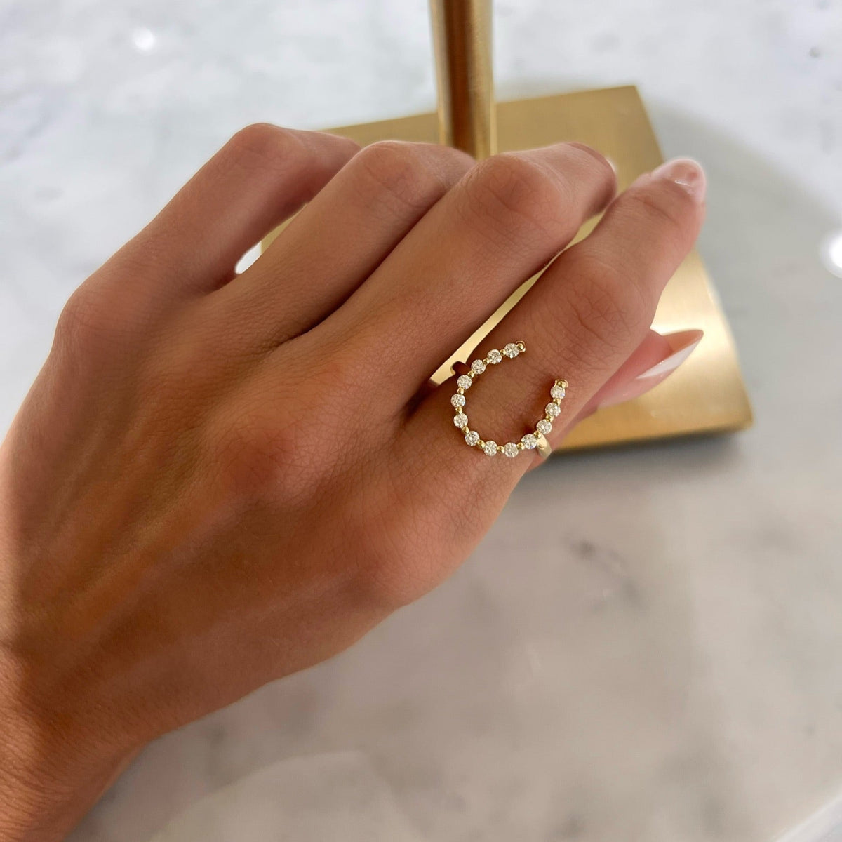 Little Posie Charlie Cloud® Floating Diamond Horseshoe Ring 0.45 ctw