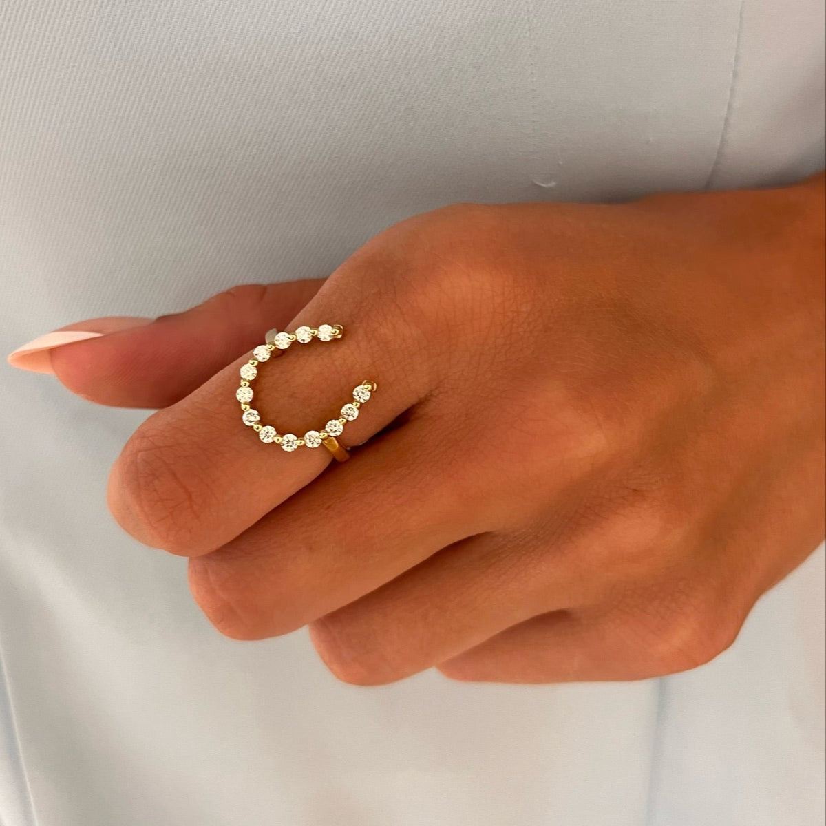 Little Posie Charlie Cloud® Floating Diamond Horseshoe Ring 0.45 ctw