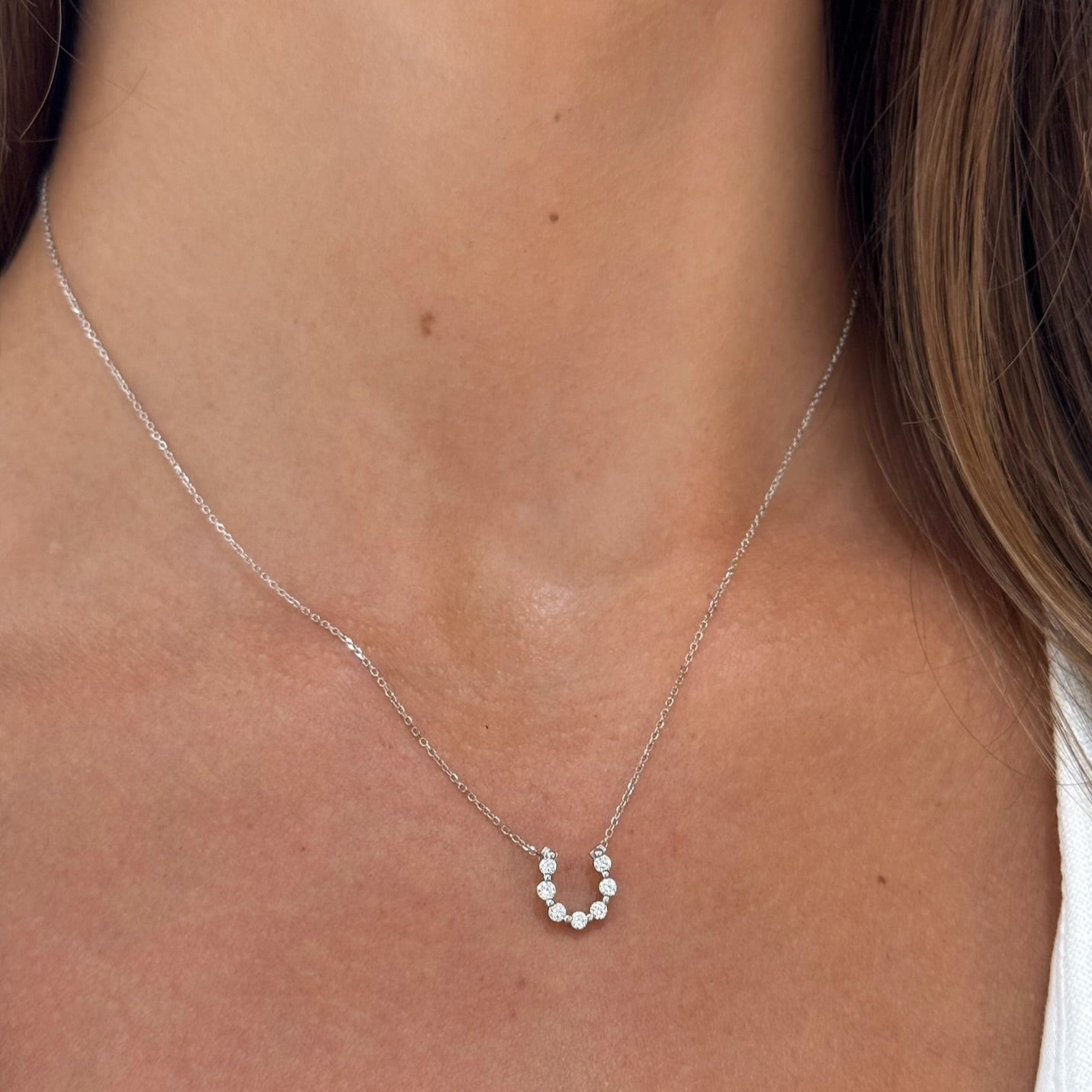 Little Posie Charlie Cloud® Floating Diamond Horseshoe Necklace