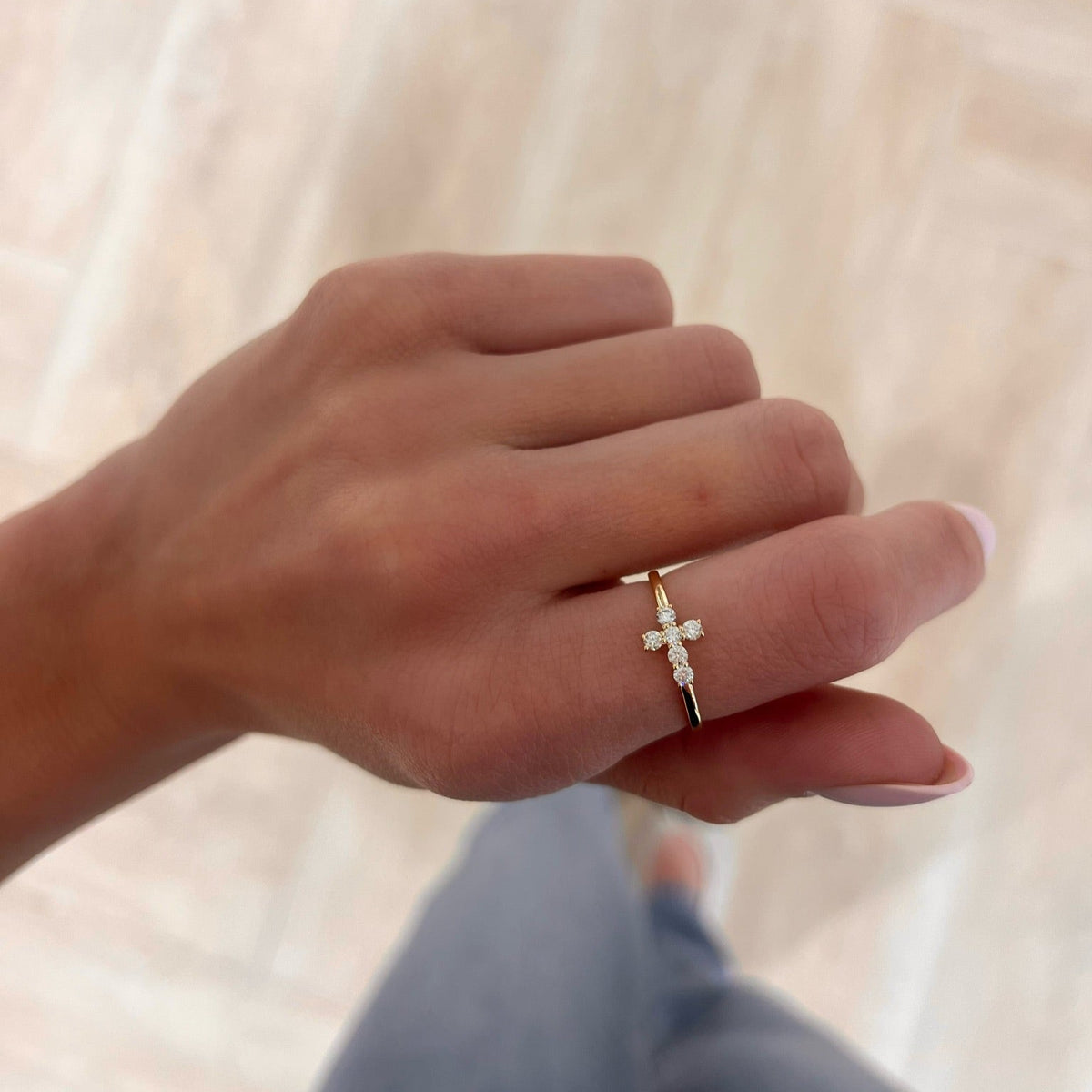 Little Grace Diamond Cross Ring