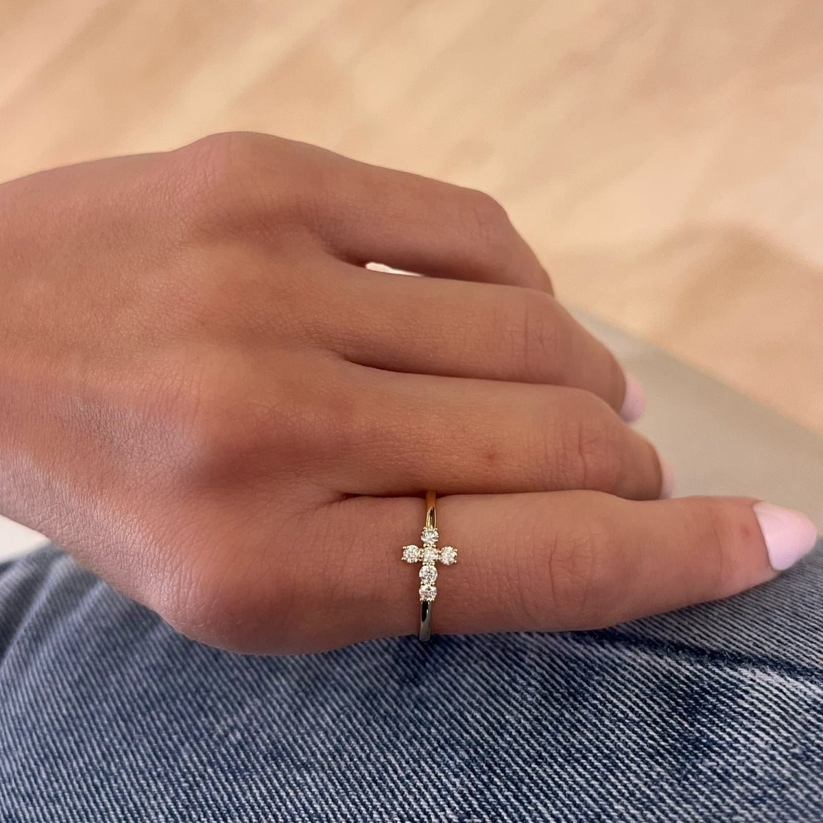Little Grace Diamond Cross Ring