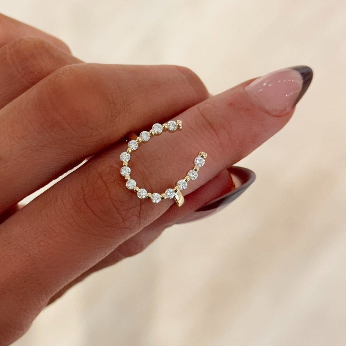 Little Posie Charlie Cloud® Floating Diamond Horseshoe Ring 0.45 ctw