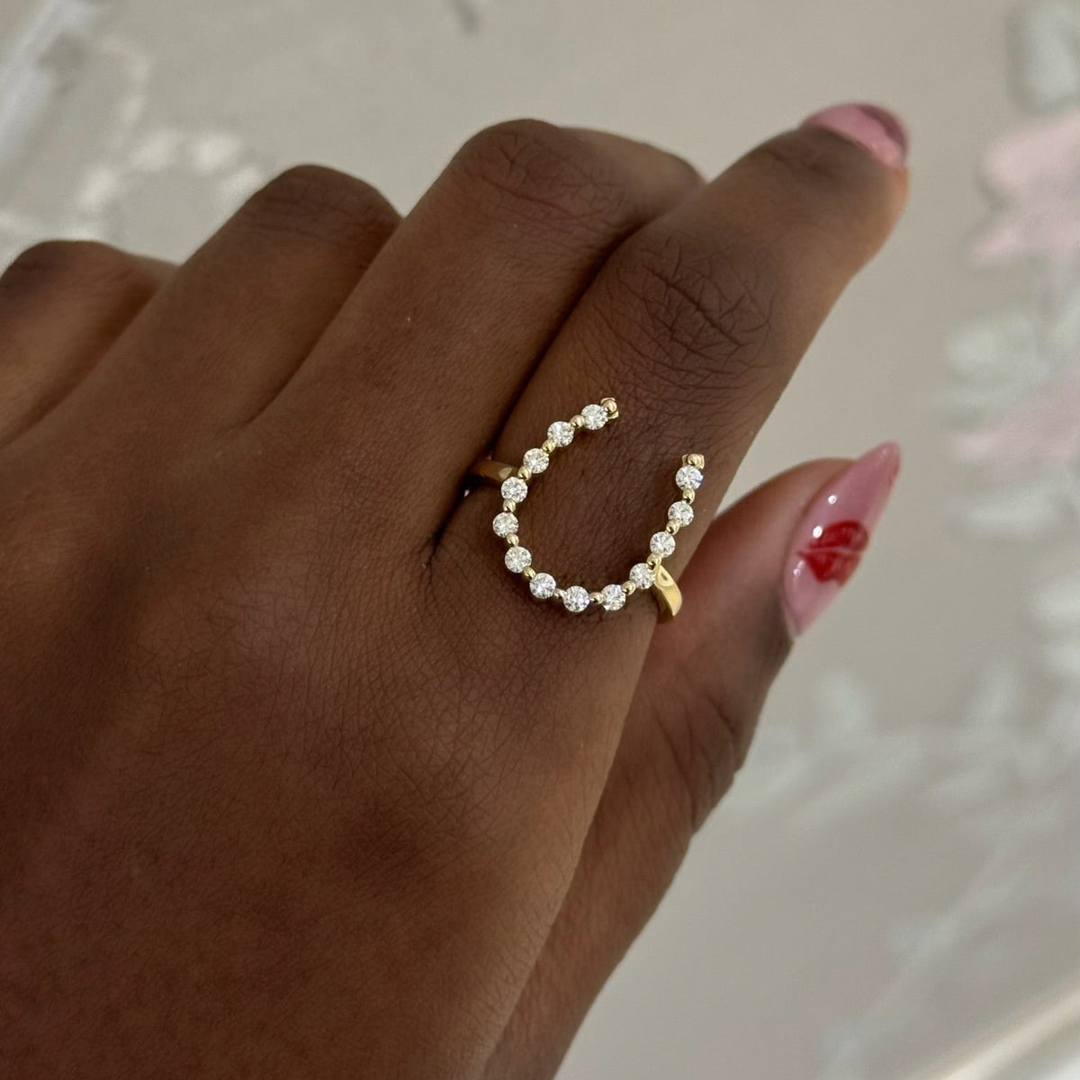 Little Posie Charlie Cloud® Floating Diamond Horseshoe Ring 0.45 ctw