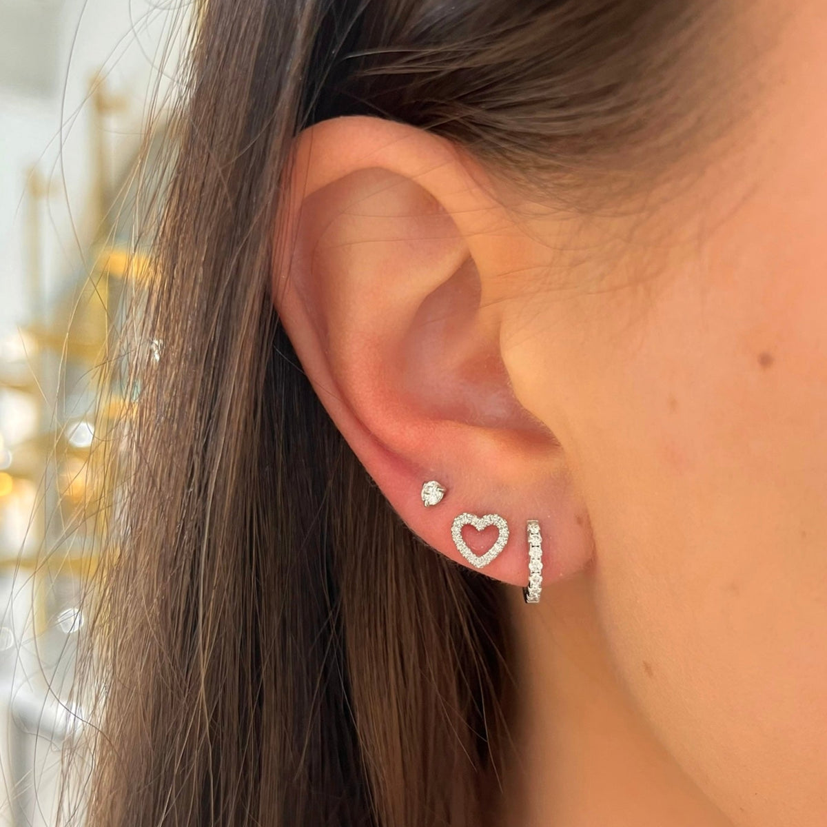 Love Struck Diamond Heart Stud Earrings