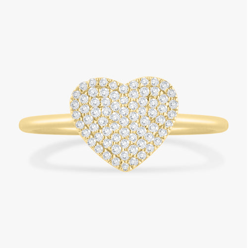 "Love You More" Pave Diamond Heart Ring