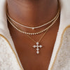 Lovers Lane Adjustable Tennis Necklace, Carlie Graduated Illusion Cushion Cut Diamond Tennis Necklace 2.26 ctw,  Mamas Charlie Cloud® Floating Diamond Cross Necklace 2.46 ctw
