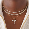 Lovers Lane Adjustable Tennis Necklace, Carlie Graduated Illusion Cushion Cut Diamond Tennis Necklace 2.26 ctw,  Mamas Charlie Cloud® Floating Diamond Cross Necklace 2.46 ctw