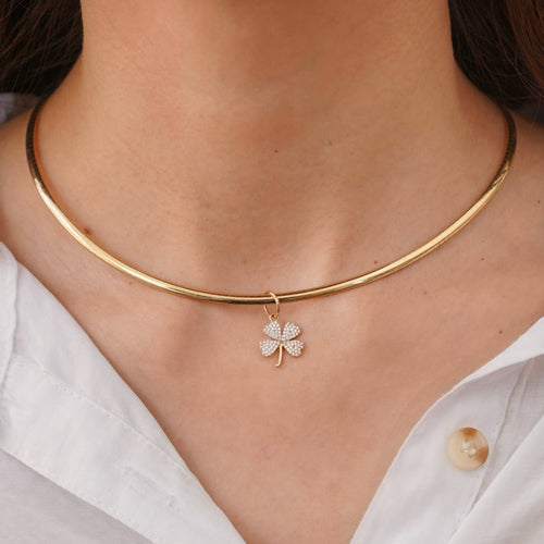 "Lucky" Four Leaf Clover Diamond Charm