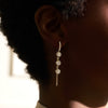 Lyle Three Stone Bezel Chain Huggie Earrings 3.95 ctw