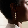 Lyle Three Stone Bezel Chain Huggie Earrings 3.95 ctw
