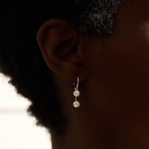 Lyle Two Stone Bezel Huggie Earrings 1.60 ctw