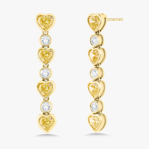 Maeve Fancy Yellow Heart Diamond Dangle Earrings 4.11 ctw