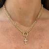 Magdala Mini Gold & Diamond Cross Charm
